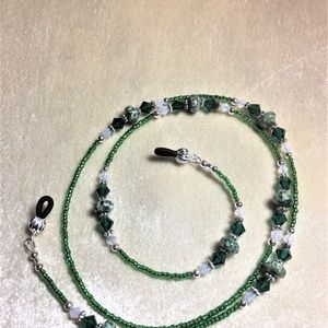 Tree Agate Green Crystal Eyeglass Chain #1336